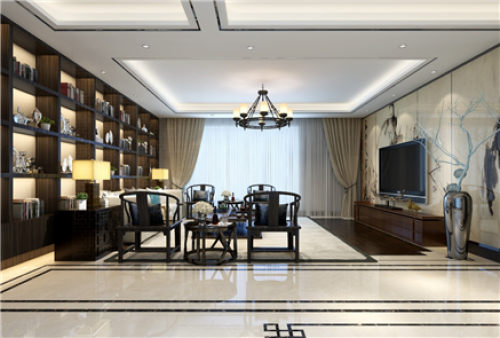 聚通装潢设计案例-浦东新区绿地东上海150㎡新中式装修案例