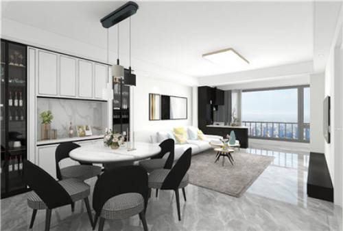 聚通装潢设计案例-杨浦区莱茵半岛119㎡现代风装修效果