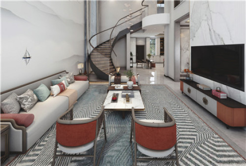 聚通装潢设计案例-松江区同润·圣塔路斯500㎡别墅新中式装修效果