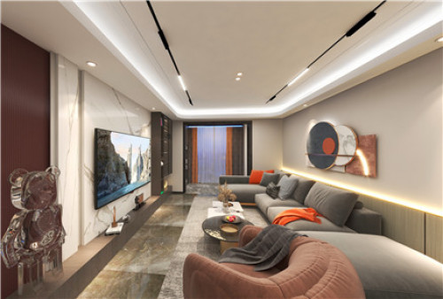 聚通装潢设计案例-奉贤区龙湖天曜103㎡现代轻奢装修效果