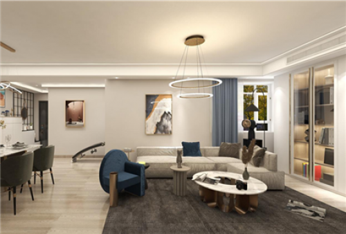 聚通装潢设计案例-长宁区五洲大厦136㎡现代风格装修效果