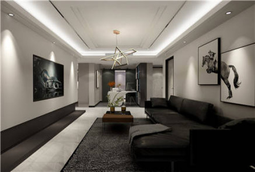 聚通装潢设计案例-静安区城上城140㎡现代黑白灰装修效果