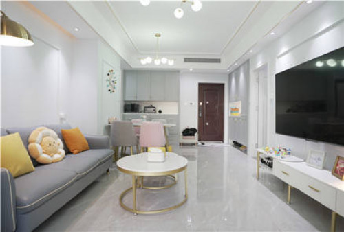 聚通装潢设计案例-浦东新区阳光花城100㎡现代简约装修实景效果