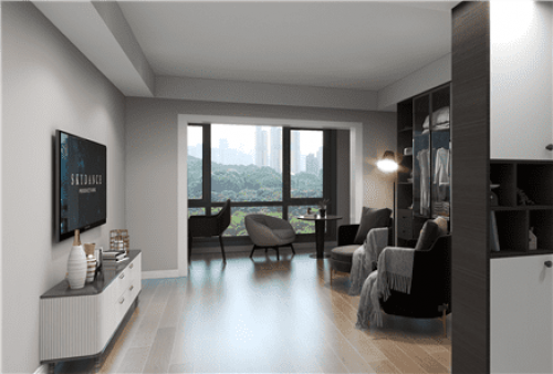 聚通装潢设计案例-虹口区良辰美景公寓115㎡现代风格装修效果